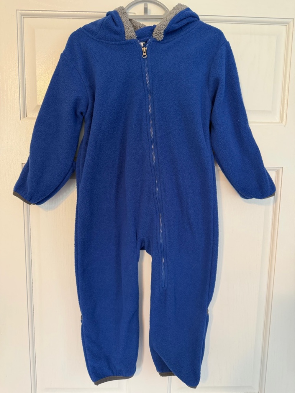 3T Blue Hooded Fleece One-Piece for Kids